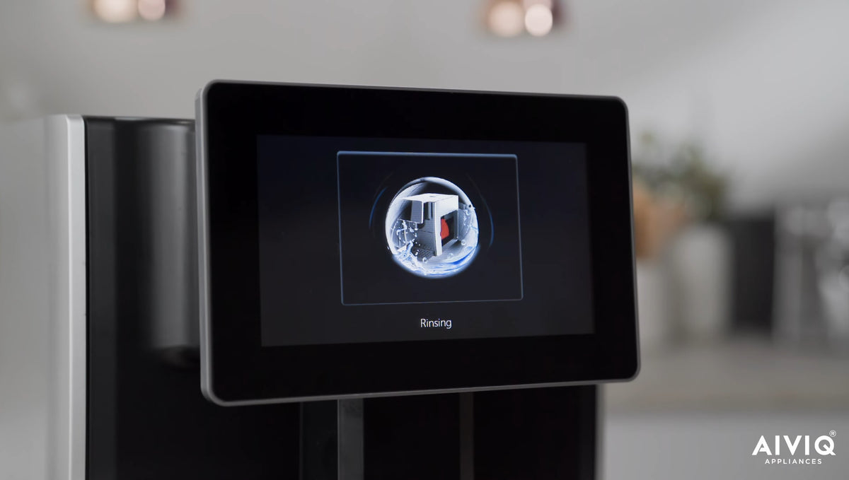 AIVIQ AEM-101S fuldautomatisk espressomaskine, touchskærmen tæt på