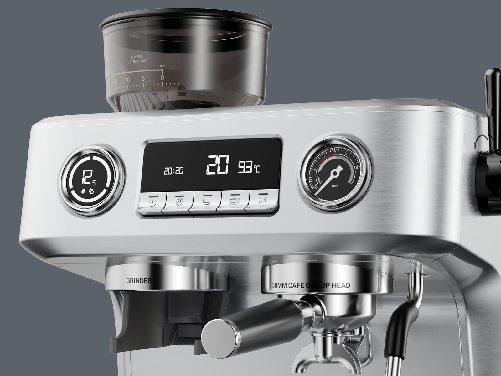 Smart LCD-display til justering af din kaffe.