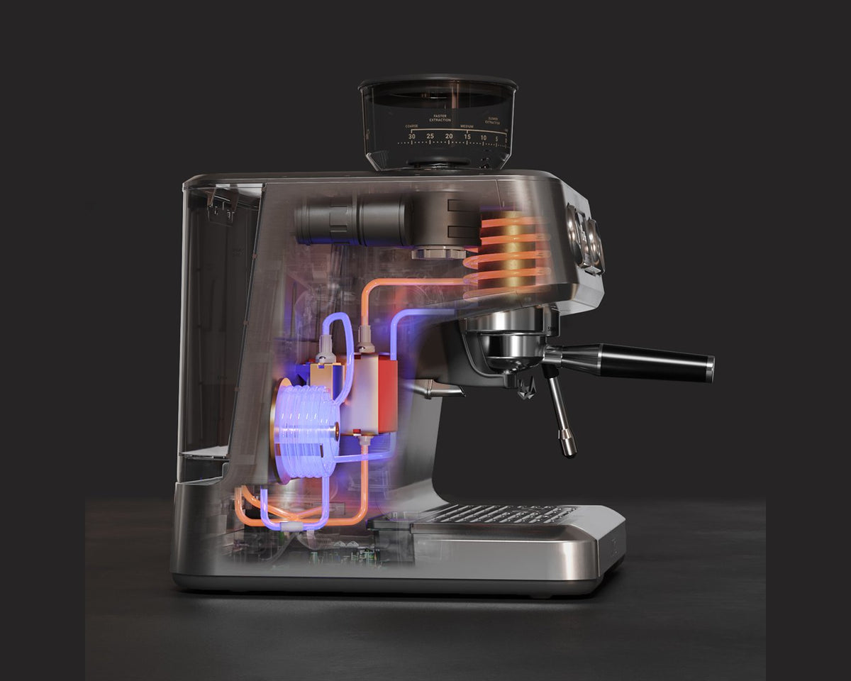 Aspire Advanced set gennem kabinettet med vandets vej og 5 nummererede dele